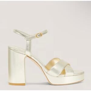 Stuart Weitzman Dayna Platform Sandals Light Gold Metallic Size 5 / EU 35.5 NIB